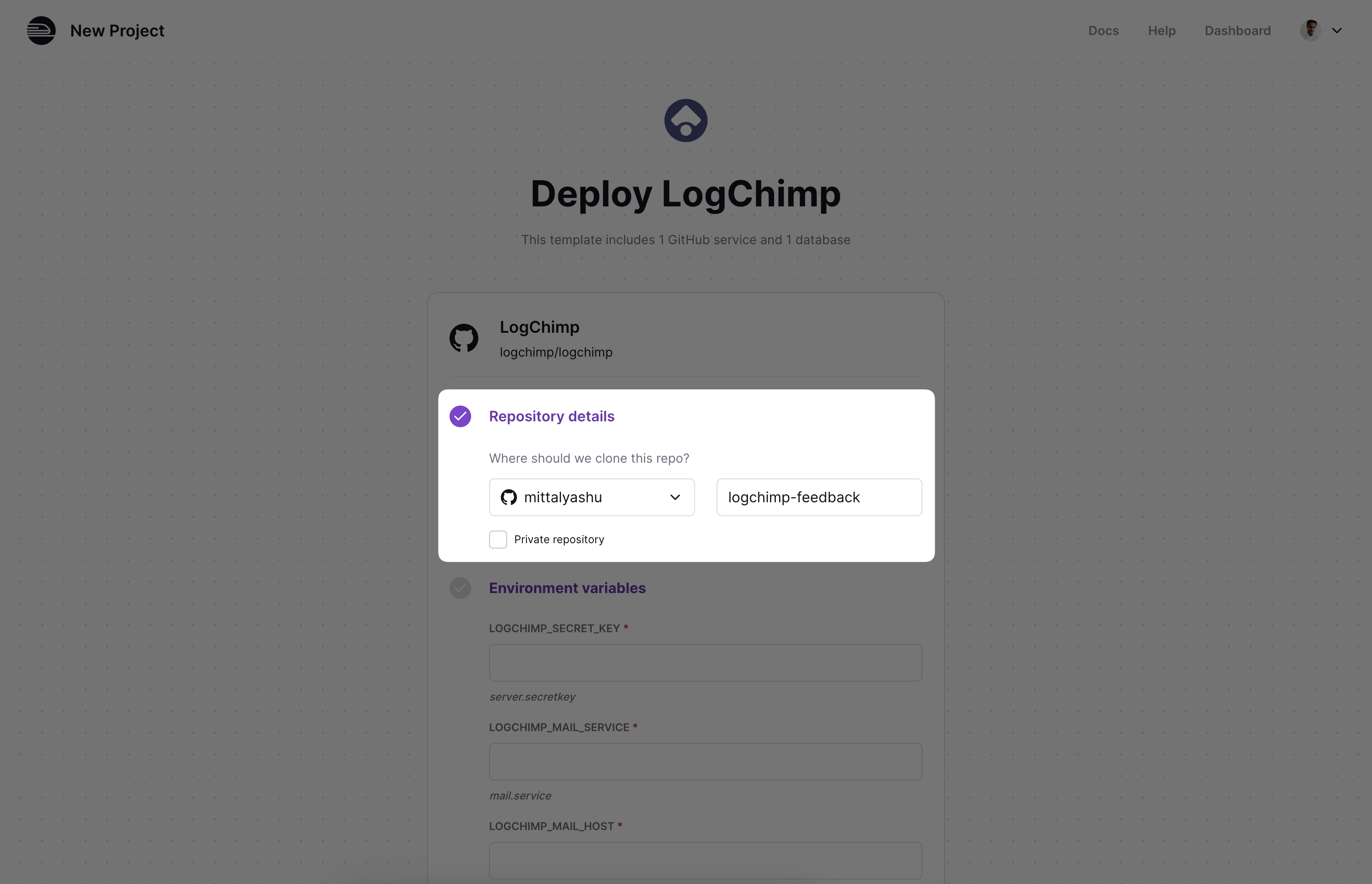 Railway template repository details